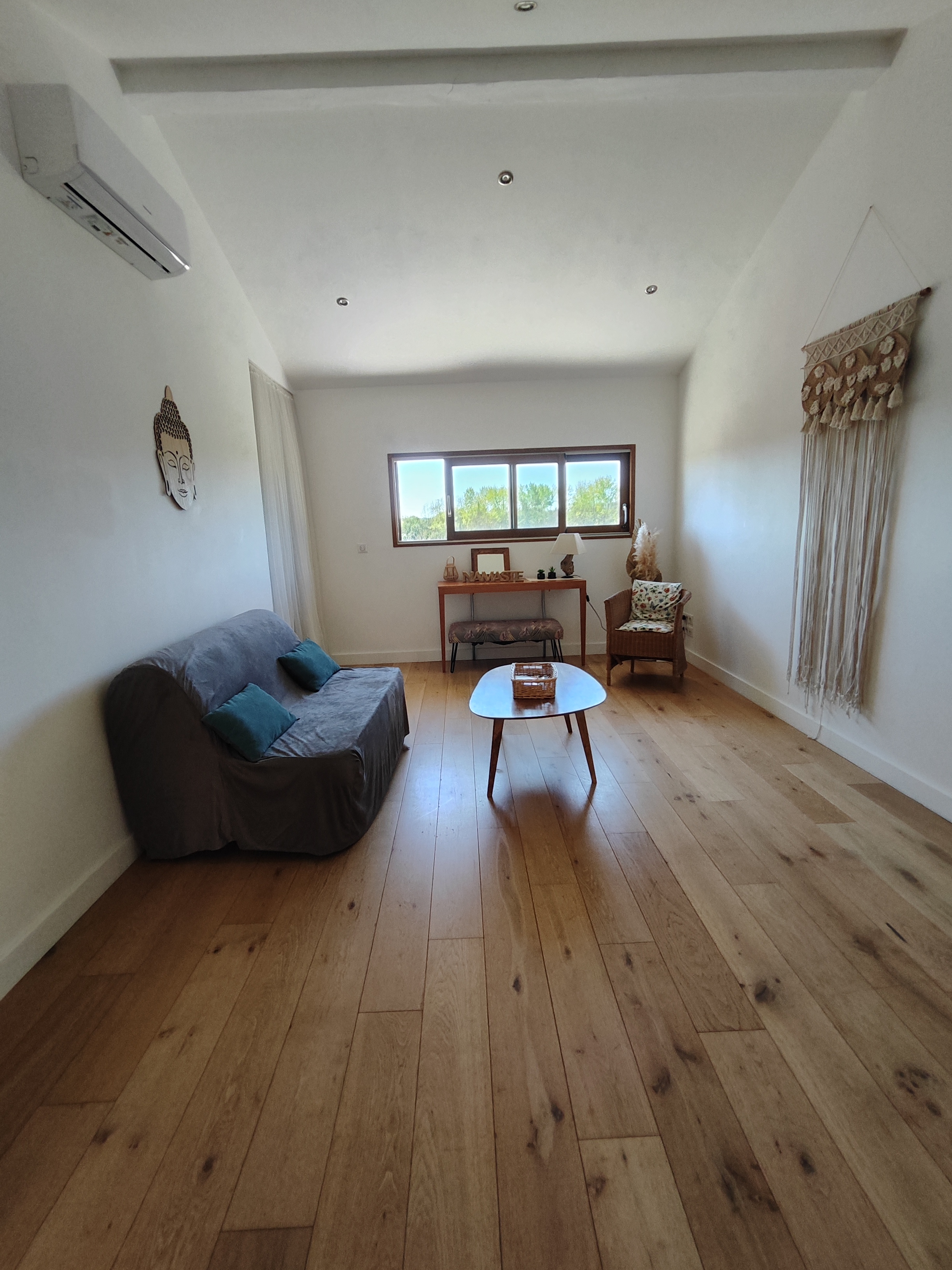 Espace salon lumineux et cocooning